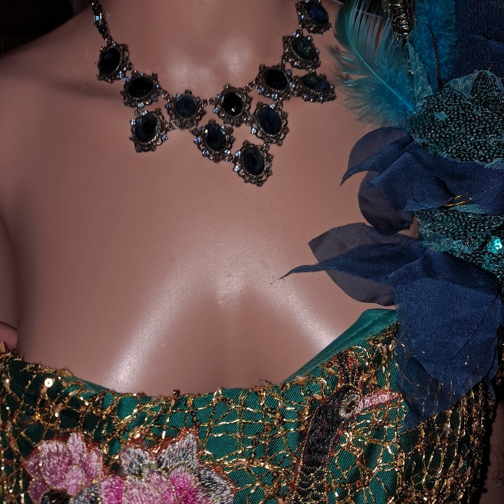 Blue Rhinestone Statement Necklace - image 4